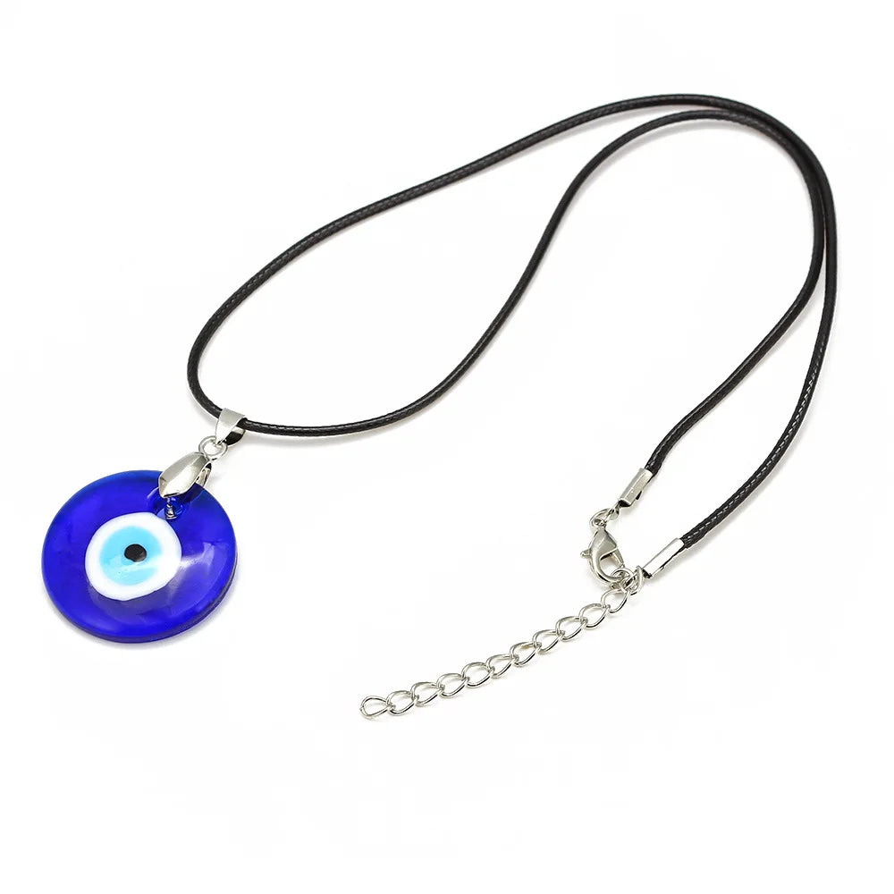 Vintage Turkish Evil Eye Pendant Choker Necklace Lucky Blue Evil Eyes Clavicle Chain Necklace Party Leather Rope Jewelry Gift