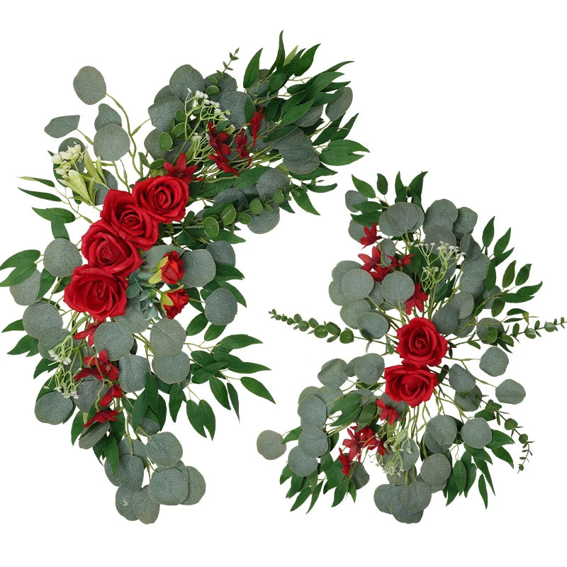 Tejesa 2 Pieces Wedding Arch Flowers Rose Rustic Wedding Flowers Garlands Silk Artifical Flower for Reception Wall Ceremony
