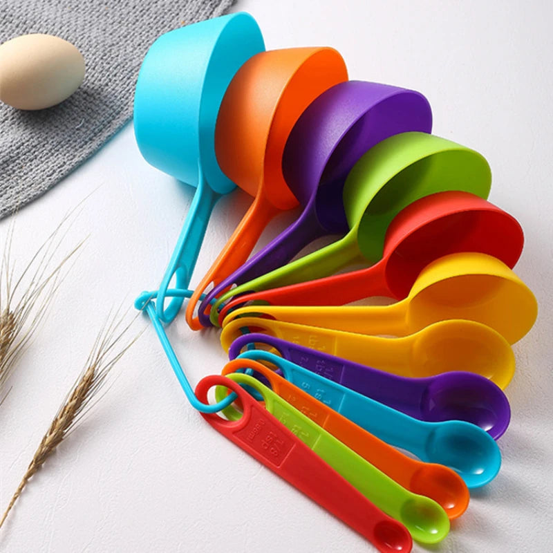 Hemasa 6/12-Piece Set With Scale Colorful Plastic Measuring Spoons /Flour Measuring Cup Seasoning Spoon Kitchen Baking Tools