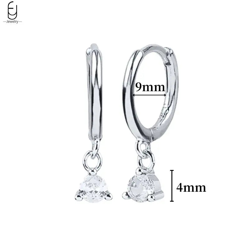 Hemasa 925 Sterling Silver Ear Buckles Fashion Hoop Earrings /White Crystal Luxury Women's Earrings Wedding Women's Jewelry Premium Gift