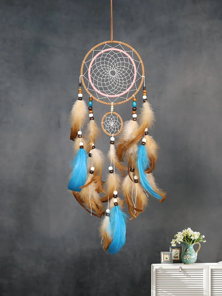 Tejesa Brown Feathers Dream Catcher Bedroom Decorations Wall Pendants Handmade Wind Chimes For Girls Birthday  Gifts