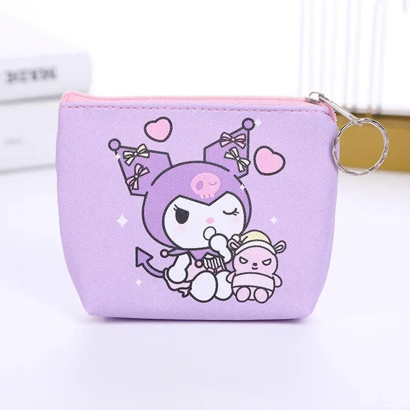 Hello Kitty Purse Coin Purses Cartoon Printed PU Melody Cute Wallet Bag Keychains Storage Bag Sanrio Kuromi Kawaii Mini Pouch