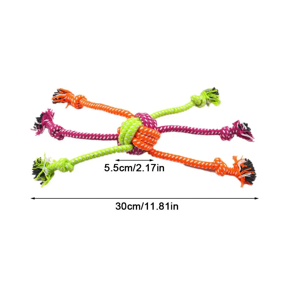 Tejesa Durable Bite-Resistant Interactive Knot Toy for Dogs- Chewable Rope with Green&Orange Fringes,Playful Design, Dog Toys