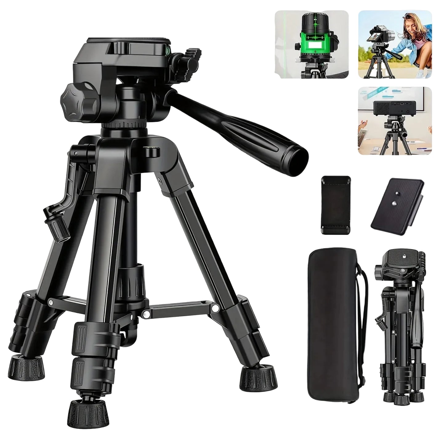 Tejesa Mini Tripod for Camera, 25inch Aluminum Tabletop Camera Tripod, Portable Travel Tripod , for Cameras, Projectors, Spotting Scope