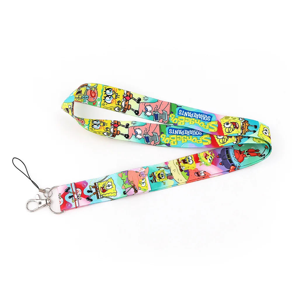 POP MART Spongebob Cartoon Key Lanyard ID Badge Holders Animal Phone Neck Straps with Keyring Phone Accessories D042