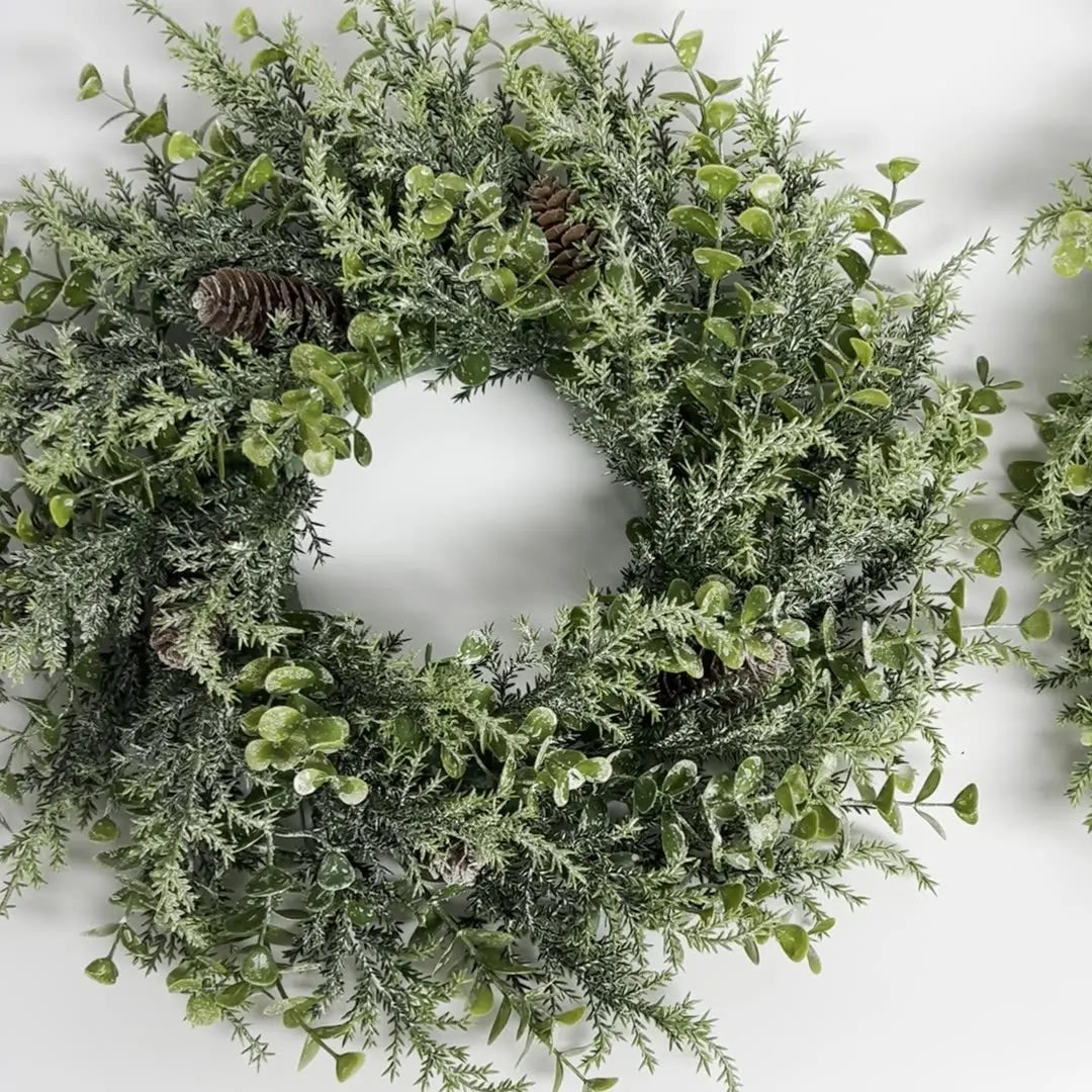 Tejesa Handmade Christmas Cypress Wreath for Front Door 18inch Real Touch Artificial Cedar Wreath Christmas Home Outdoor Decor