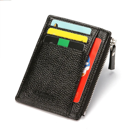 Pu Leather Card Holder Credit Card Wallet Mini Slim Wallet Card & Id Holders Man Business Zipper Coin Purse