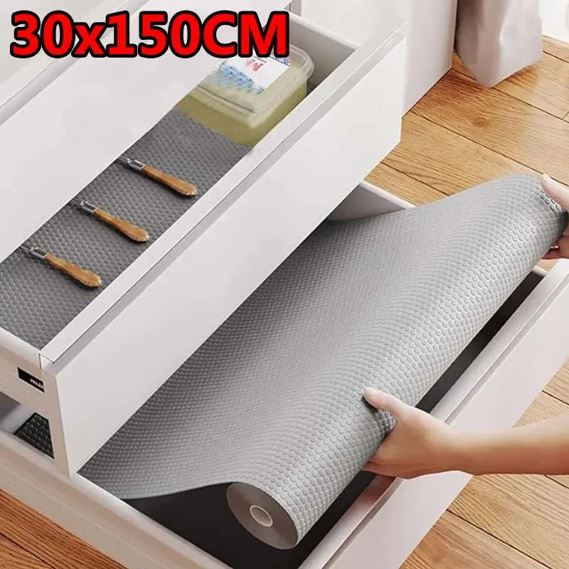 Tejesa  30x150CM  Rol l Gray Drawer & Shelf Liners Non Adhesive Non Slip Kitchen Cabinet Liner for Kitchen Refrigerator Bathroom Shelves