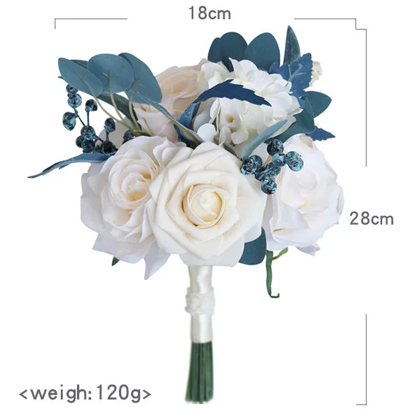 Tejesa Terracotta Bride Bridesmaid Bouquets 7 inch Artificial Rose Flower Tossing Bouquet for Fall Wedding Ceremony Decor