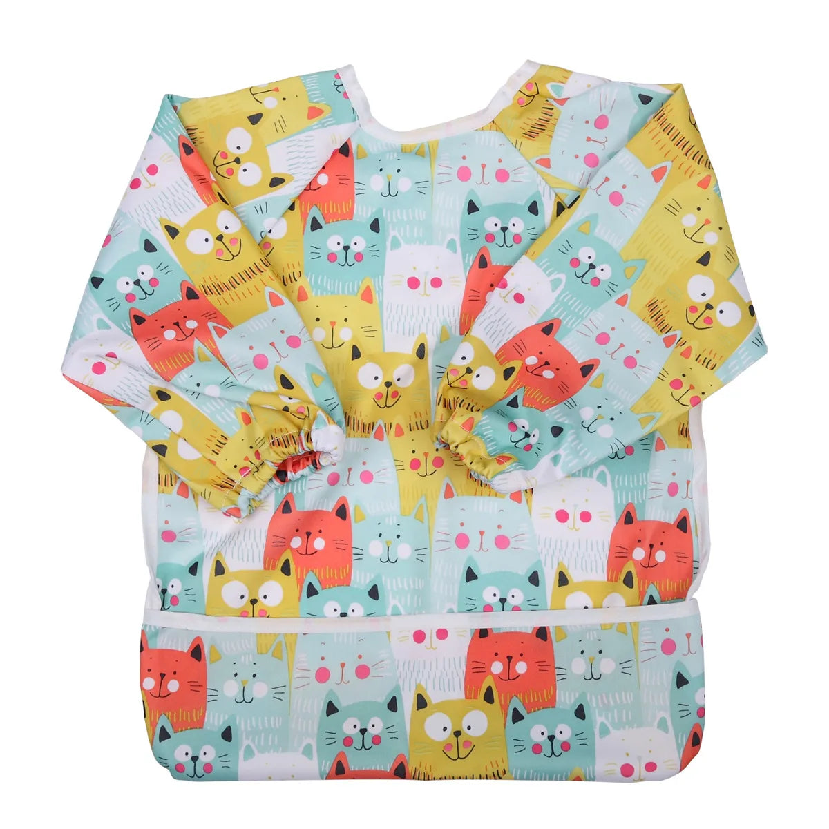 [Sigzagor] 1 Baby Bib Feeding Waterproof Long Sleeve Shirt Toddler Painting Drawing With Pocket 1-3 years old