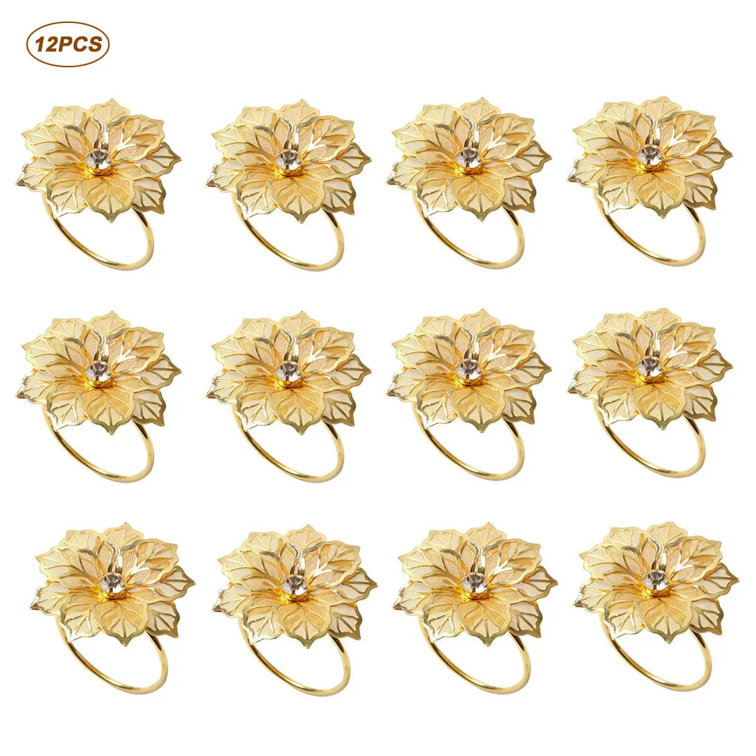 Hemasa 6 Pieces  Leaf Napkin Rings /Buckle Napkin Holder for Christmas