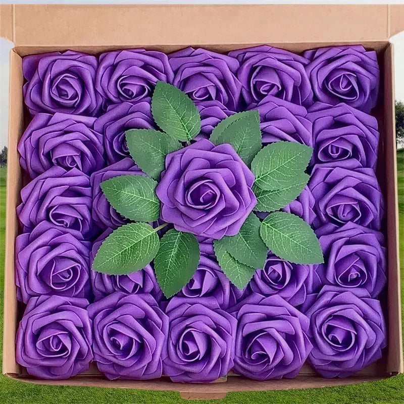 Rose Artificial Flowers 15/25/100pcs Foam Fake Roses Wedding Bouquets Centerpieces Mothers Day Valentines Gifts Party Decoration
