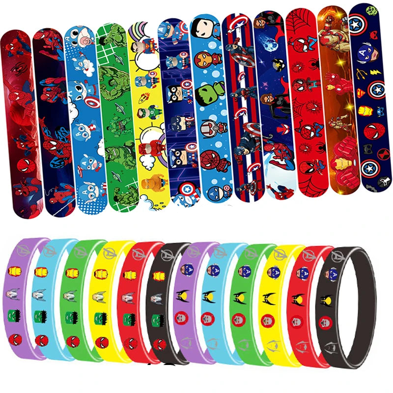 Tejesa 12/24Pcs  Avengers Braclets/Silicone Bracelets/ Slap Bracelets Set for Boy / Wristband Bracelet