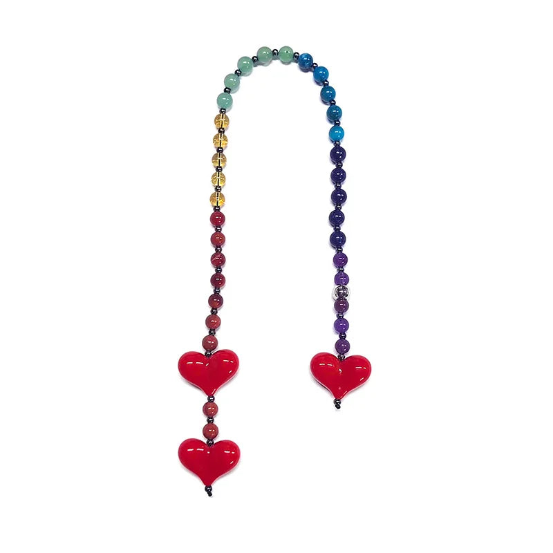 Charming Women Y2K Accesories Love Bead Hanging Chain Big Red Heart Bag Pendant Charms Colorful Beads Chain Fashion Lady Jewelry