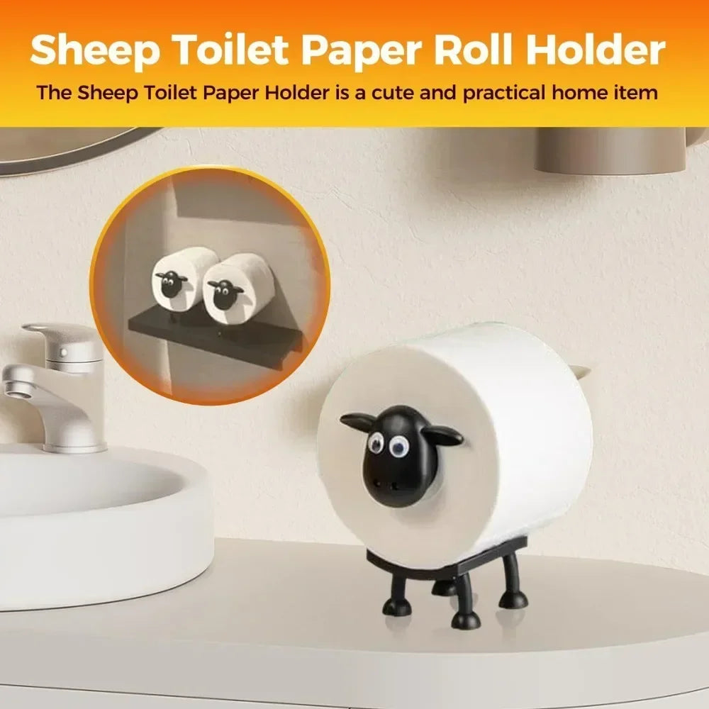 Hemasa Sheep Toilet Roll Holder, Cute Sheep Shape Toilet Tissue Rack, Free Standing Storage Roll Paper Holder Animal Shape Paper Rack