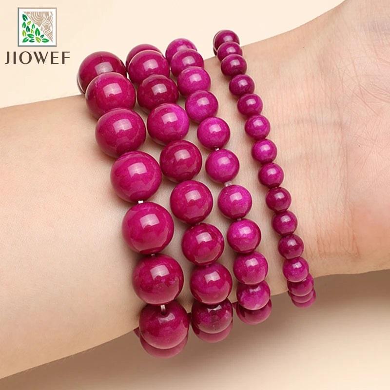 Purplish Red Chalcedony Jasper Bracelet Jewelry Natural Stone Stretch Couple Bracelet For Men Malachite Gem Beads 6/8/10/12mm
