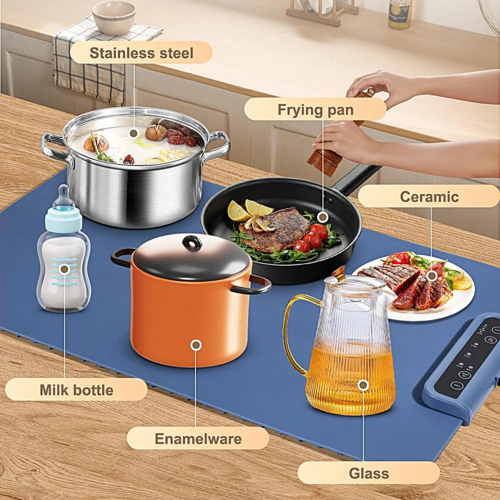 Hemasa Food Warming Mat Electric Warmer Tray for Countertop and Buffet, Foldable Heater Food Pad