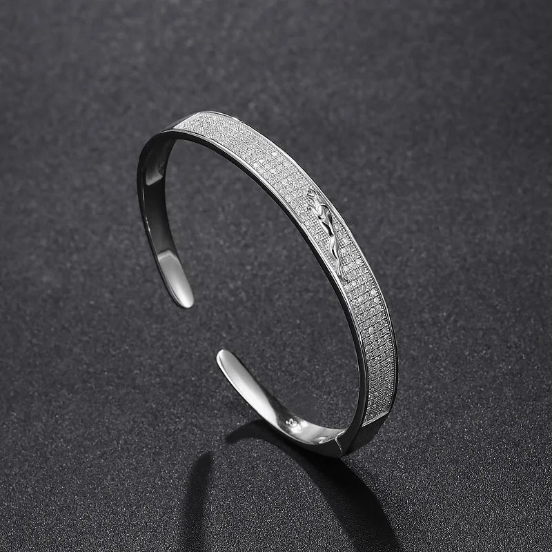 Hemasa Real Moissanite Cuff Bracelet For Men Women 925 Sterling Silver Diamond Open Bangle