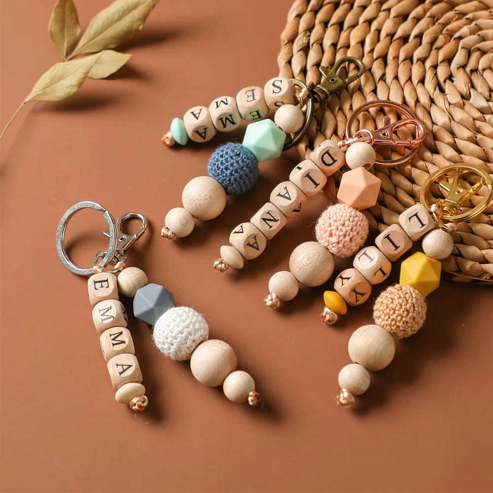Heamsa Geometric Crochet Beads Personalized Name Silicone Teether Chain