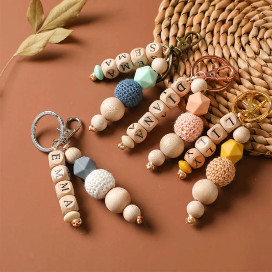 Heamsa Geometric Crochet Beads Personalized Name Silicone Teether Chain