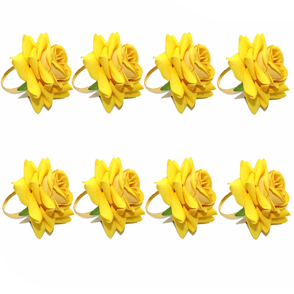 Hemasa 8PCS Sunflower Napkin Rings  / Handmade Daisy Flower Napkin Holder for Valentine /Wedding/ Thanksgiving Party