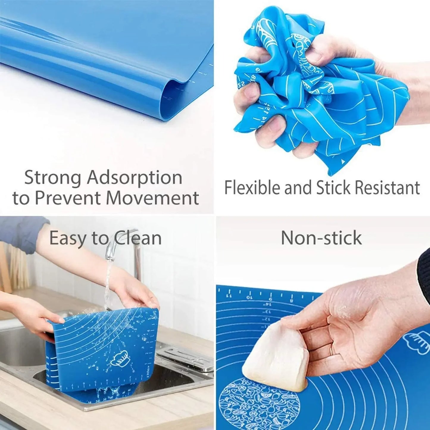 Tejesa 70/64/40Cm Silicone Kneading Dough Mat / Nonstick Cookie Cake Baking Mat /Fondant Pizza Biscuit Rolling Pad