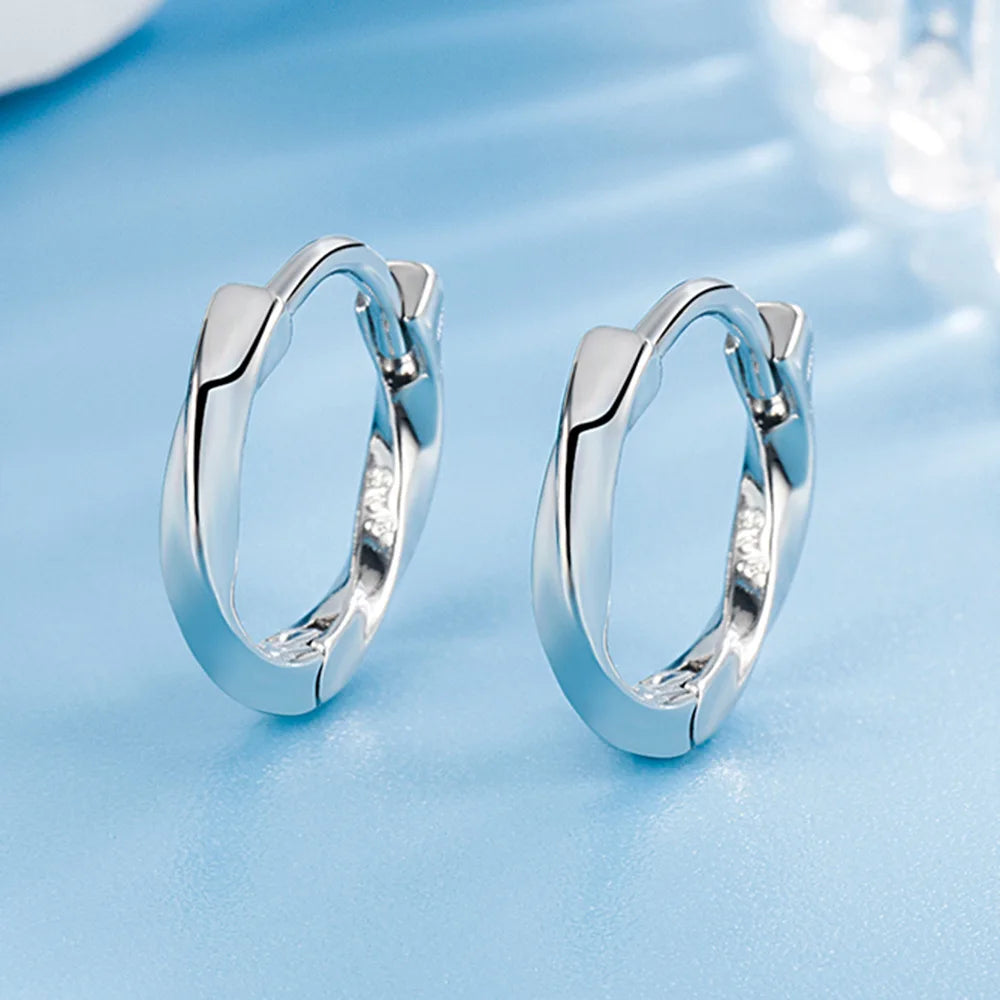 Hemasa 925 Sterling Silver Earrings Simple Mobius Women Elegant Wedding Party Anniversary Jewelry Gift