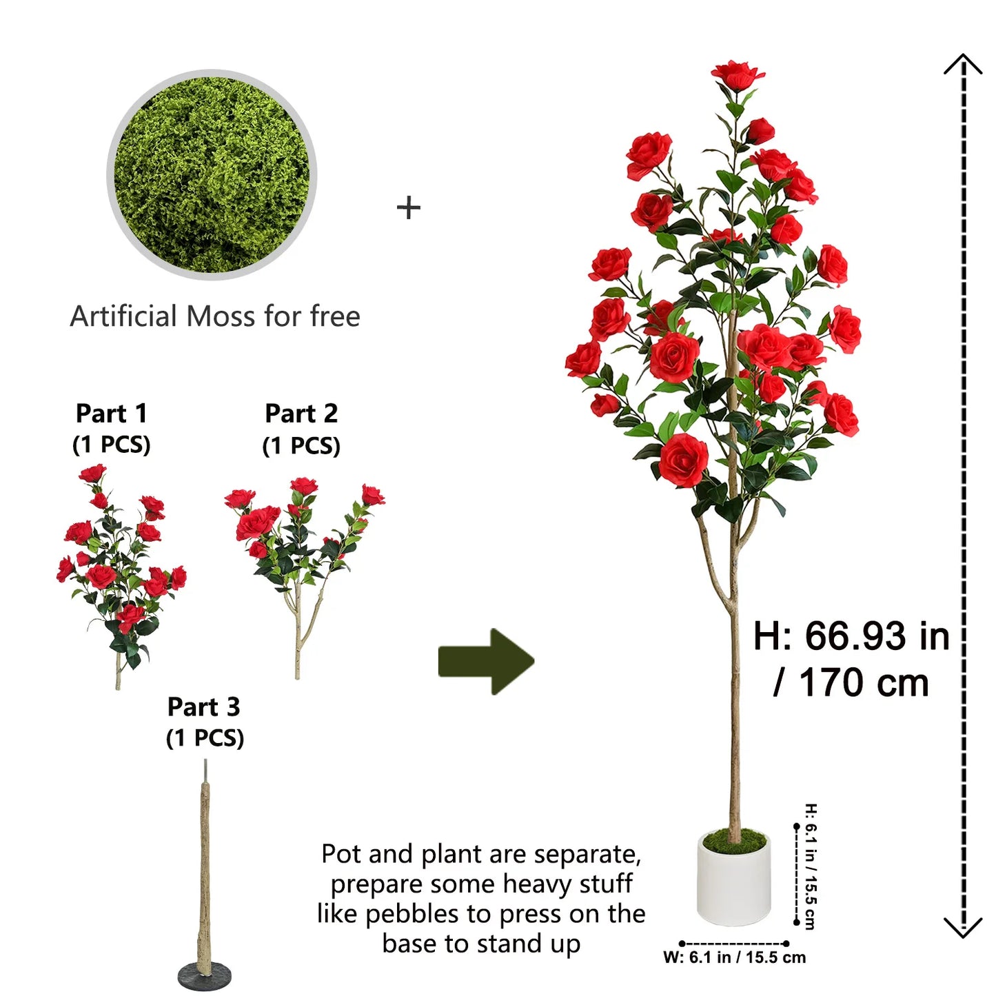 145-170cm New Artificial Rose Tree indoor house ornament fake plant for wedding home garden living room decor Christmas outdoor