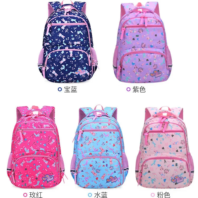 Cute Printing School Bags Elementary School Students Waterproof Backpacks Children Girls Bookbag Grade 1-6 Casual Backpacks Kids