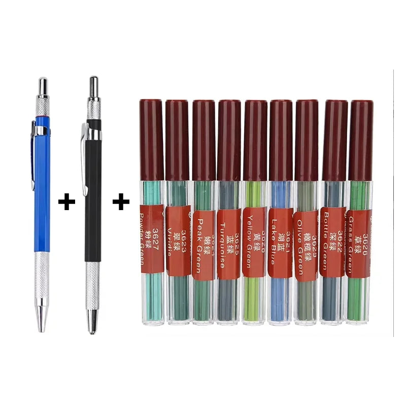 DEDEDEPRAISE Sketch 2.0MM Press Mechanical Pencil & 36colors Leads Drawing Colored Pencils Automatic Pencils Replacement Leads
