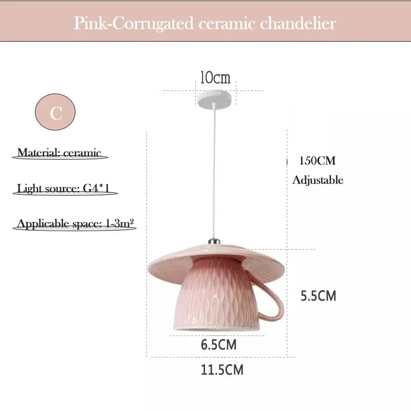 Chinese Style Flower Ceramic Cup Chandeliers Dining Room Dining Table Lamp Modern Creative home Decor Bedroom Bedside Chandelier