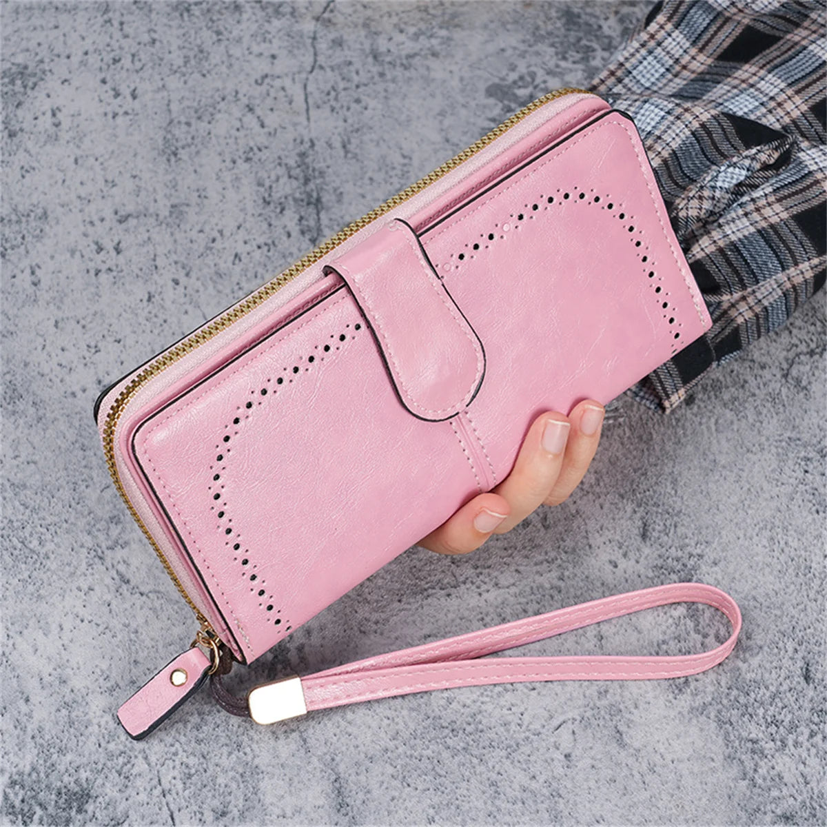 Hemasa Women's oil wax leather wallet / coin wallet Multi-function mobile phone bag multi-card bag