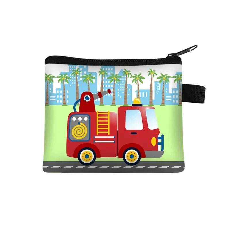 Tejesa Cartoon Coin Purse Keychain Zipper Pouch Kids Wallet Coin Bag Cute Excavator Purses and Handbags Small bag