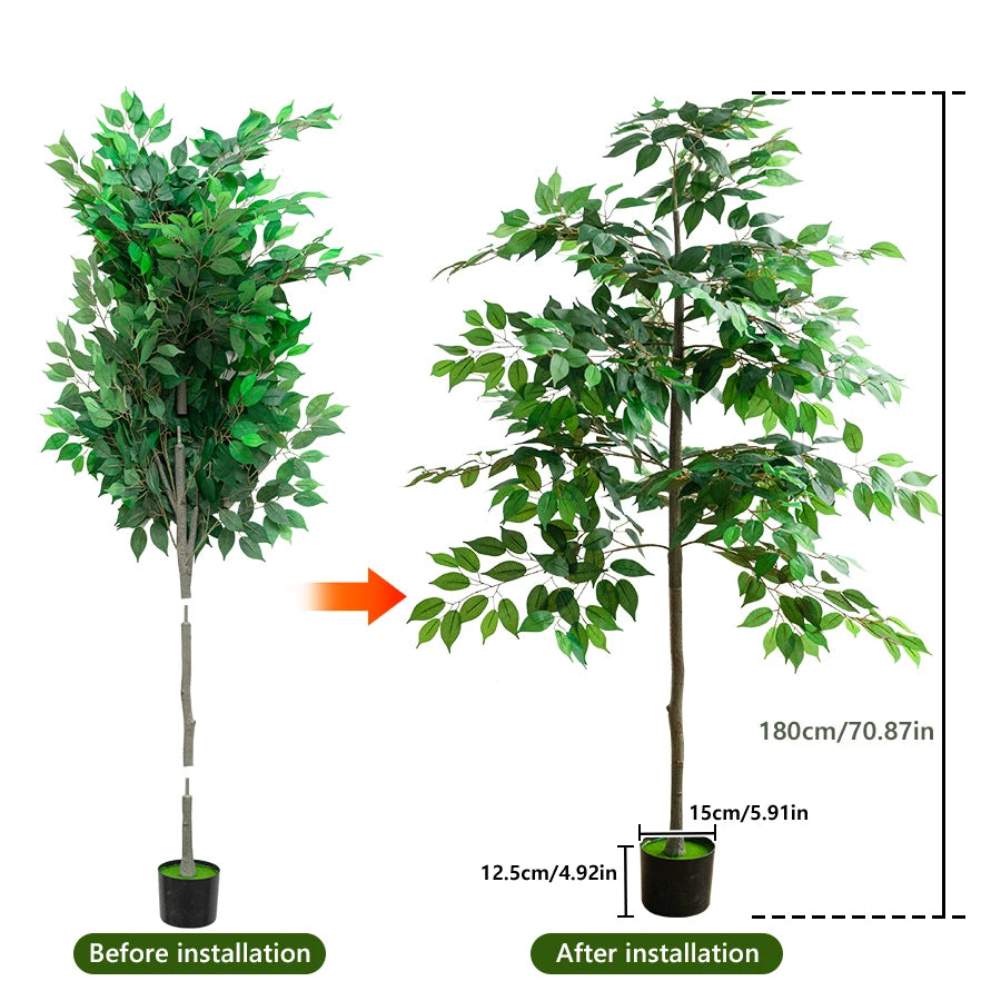 180CM Artificial Tree Artificial Banyan Tree Removable Fake Plant Potted Tree Artificial Ficus Tree For Christmas Room Decor