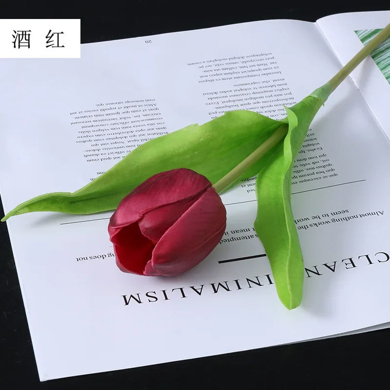 10Pcs PU Big Tulip Artificial Flowers Wedding Decoration Fake Flowers Tulips Bridal Bouquet Indoor Home Party Flower Arrangement