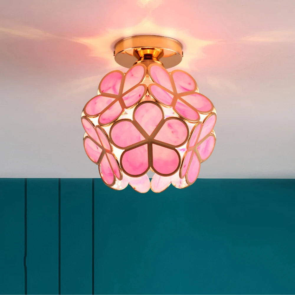 Hemasa  Flower Ball LED Ceiling Lamp glass Petal Inlaid Chandelier Aisle Corridor Home Decor Ceiling Light Restaurant