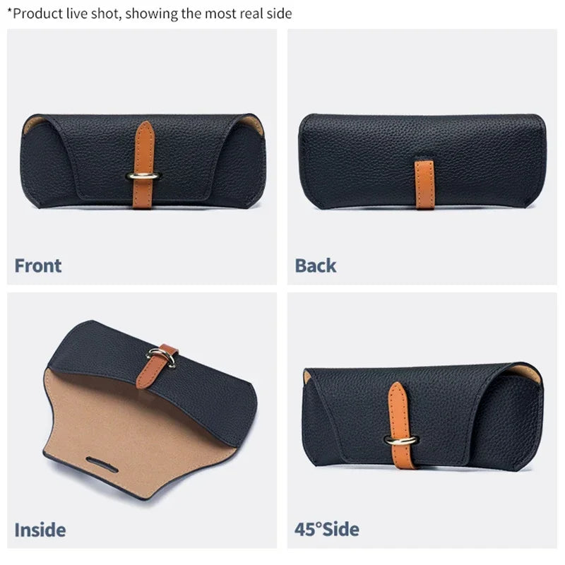 Tejesa Leather Glasses Case Holder Portable Slim Sunglasses Pouch Soft Eyeglasses Eyewear Sleeve for Women Men Lightweight