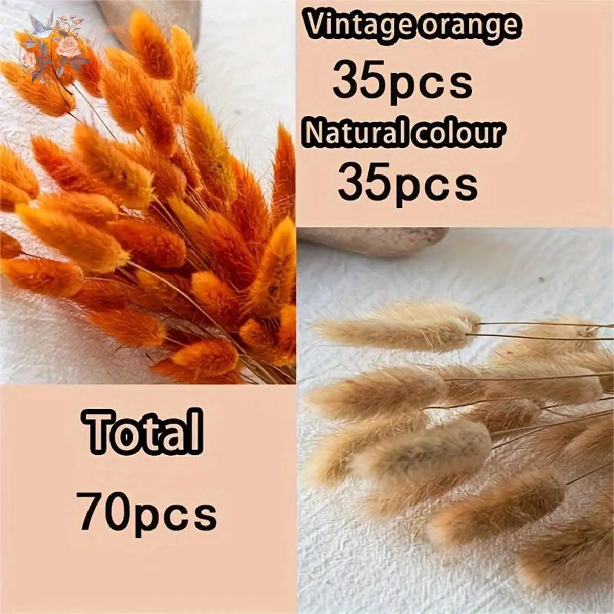 70pcs Mix Rabbit Tail Grass Natural Dried Flowers Bouquet Pampas Lagurus Autumn Floral Wedding Decoration Home Photo Props Decor