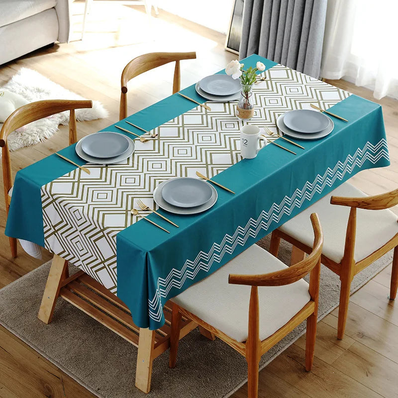 XZ0037 Tablecloth waterproof and heat-resistant PVC coffee table mat rectangular household thick dining table cloth tablecloth