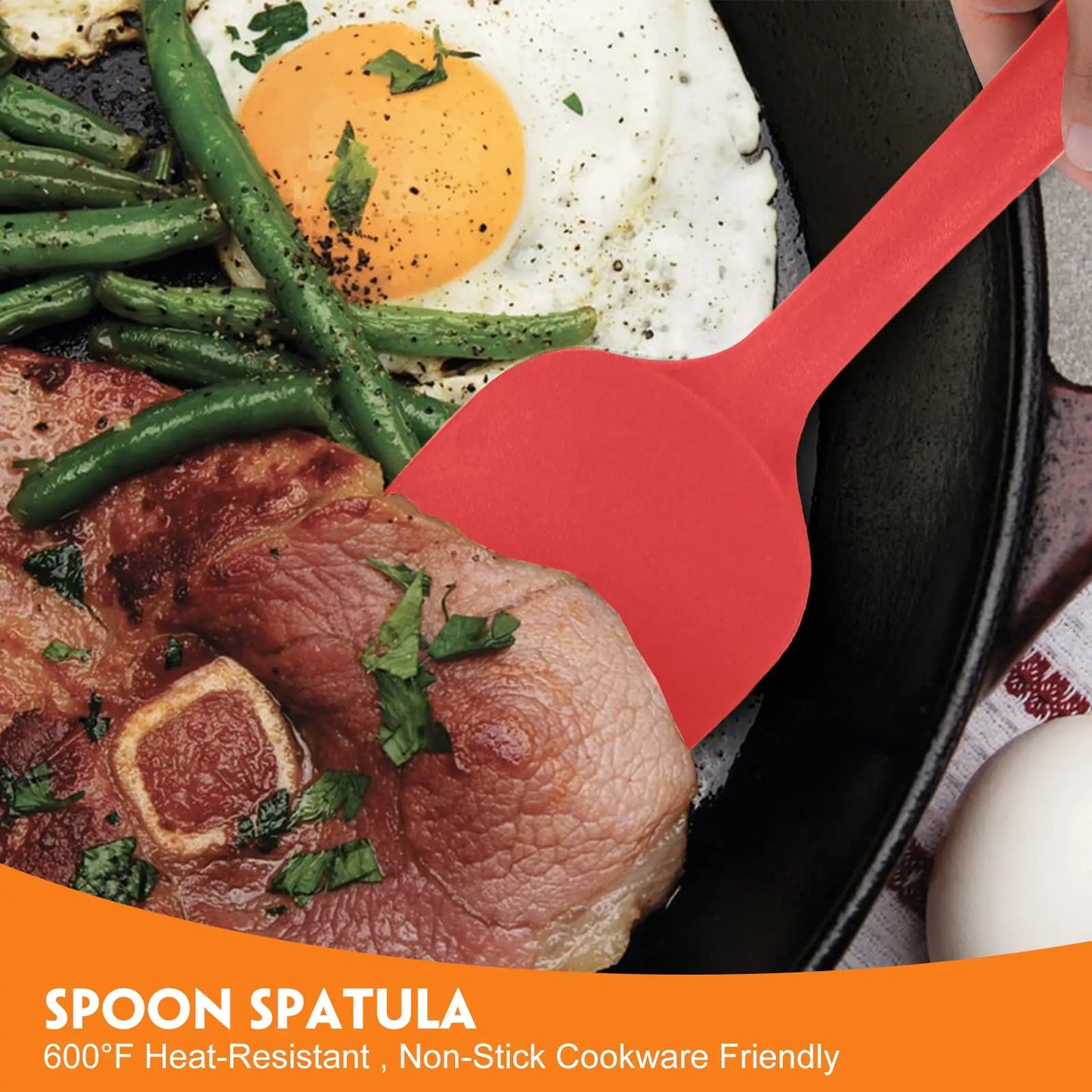 Tejesa 6Pcs Silicone Kitchen Utensils Set Spatula Set Non-Stick Cream Spatula Scraper Spoon Oil Brush Heat Resistant Cooking Tool Set