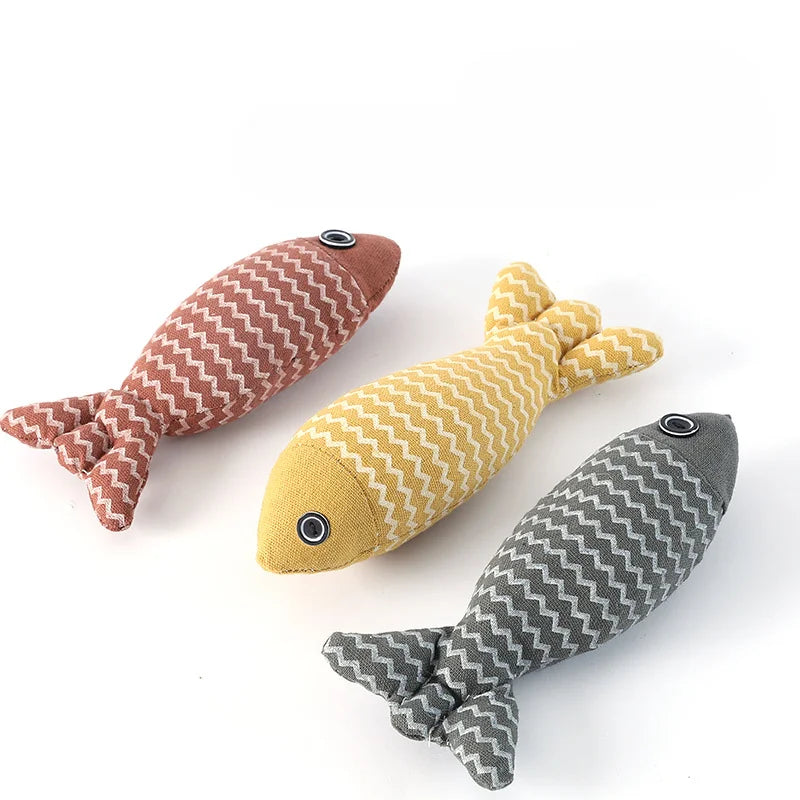 3pcs/set Teeth Grinding Catnip Toys Funny Interactive Plush Cat Toy Pet Kitten Chewing Vocal Toy Fish Bite Cat Mint for Cats