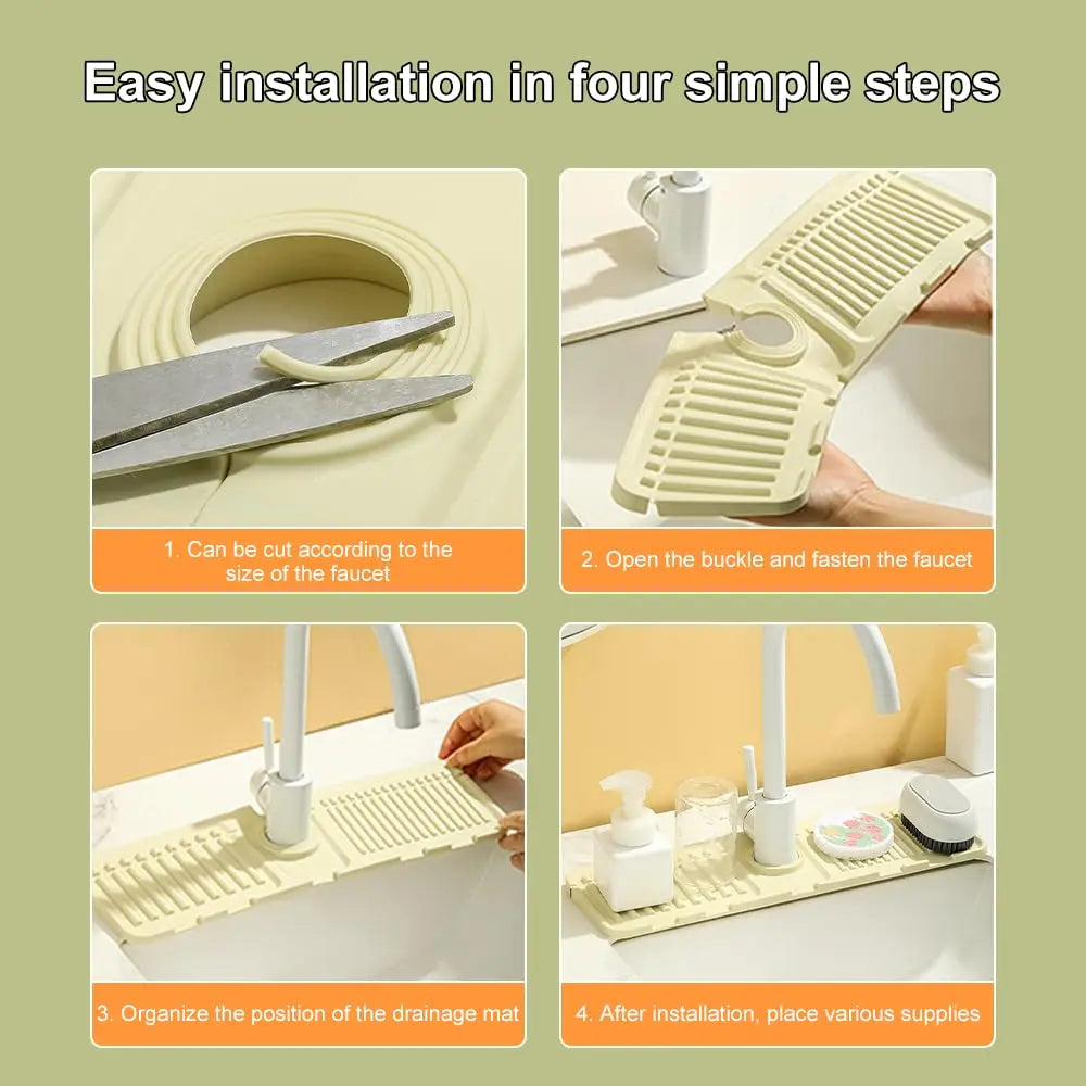 Hemasa Sink  Mat for Kitchen Sink Splash Guard Silicone Draining Mat / Sink Tray for Drain Rack