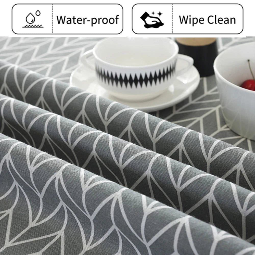 Round Tablecloth 47/59/39 Inch Linen Dining Room Table Cover Washable Table Cloth Decorative Table Cover for Indoor and Outdoor