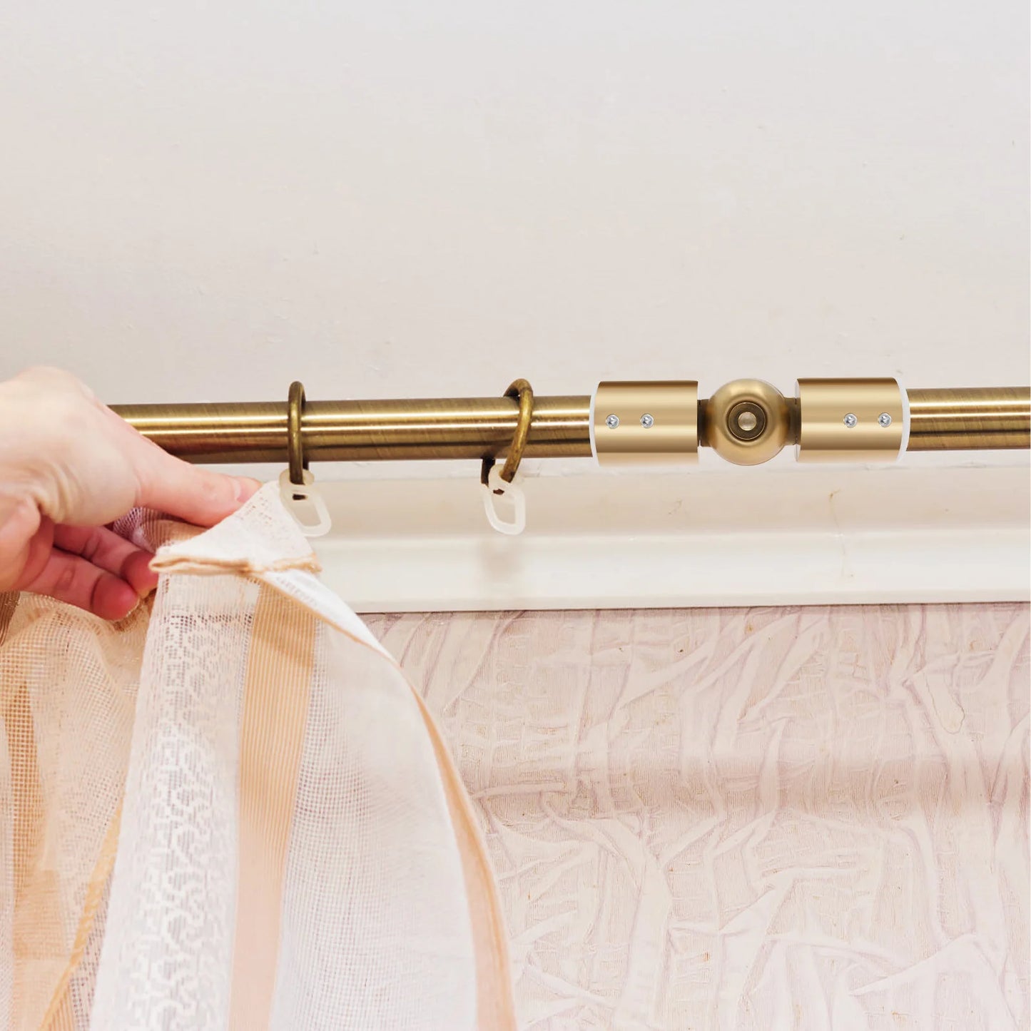 2Pcs Curtain Rod Corner Connector 90° to 180° Adjustable Angle Hinged Elbow Curtain Rod Connector 1Inch Window Curtain Connector