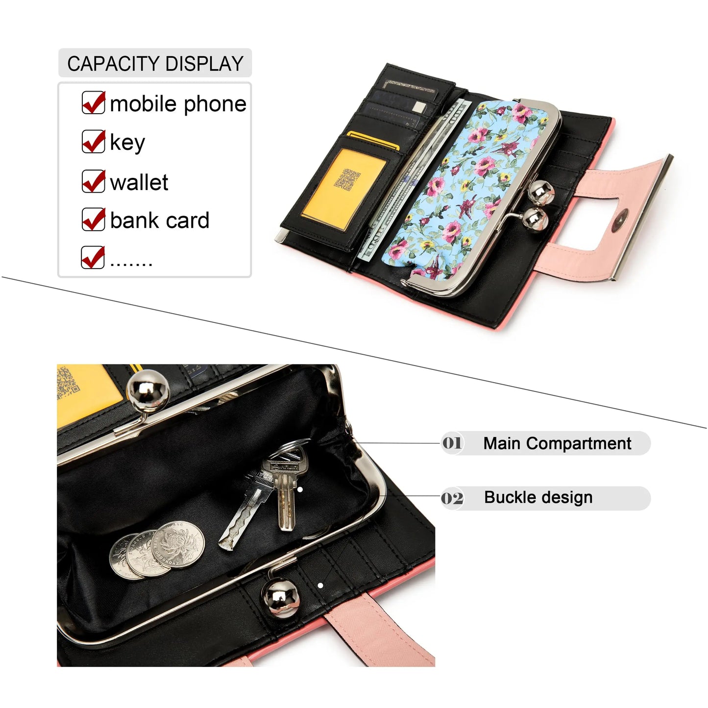 Hemasa  Floral Pattern and Elegant Wallet Various Colors Beautiful Design Practical Functions Purse