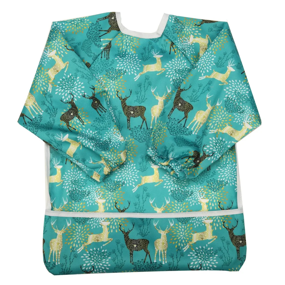 [Sigzagor] 1 Baby Bib Feeding Waterproof Long Sleeve Shirt Toddler Painting Drawing With Pocket 1-3 years old