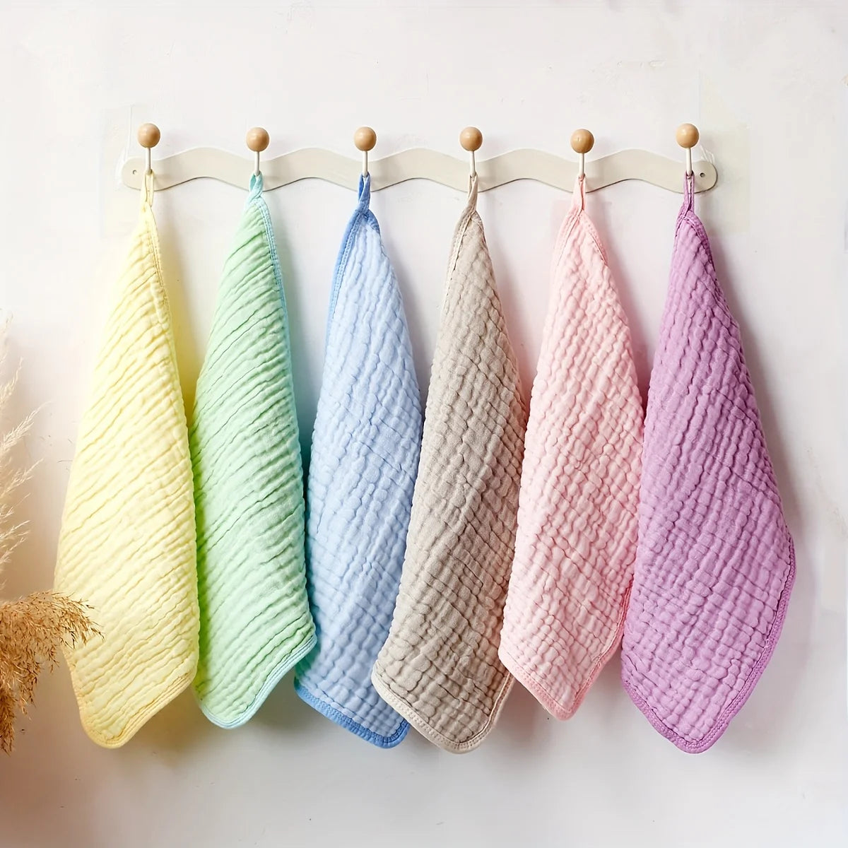Tejesa 6pcs Set Breathable All Season Baby Muslin Burp Cloth 100% Cotton Newborn Bib Face Towel Size 50x30cm