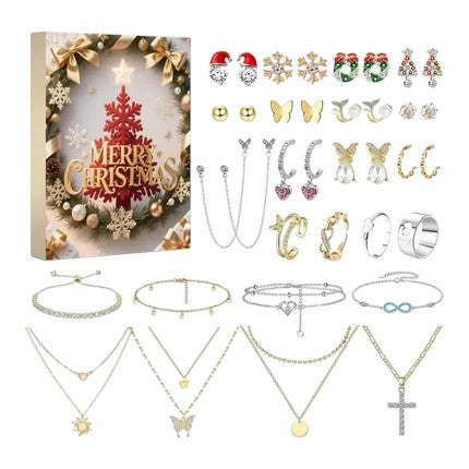 Tejesa Christmas Jewelry Calendar Advent 24-Day 2025 Christmas Advent Girls Earring Bracelet Set Holiday Calendar for Women Girl