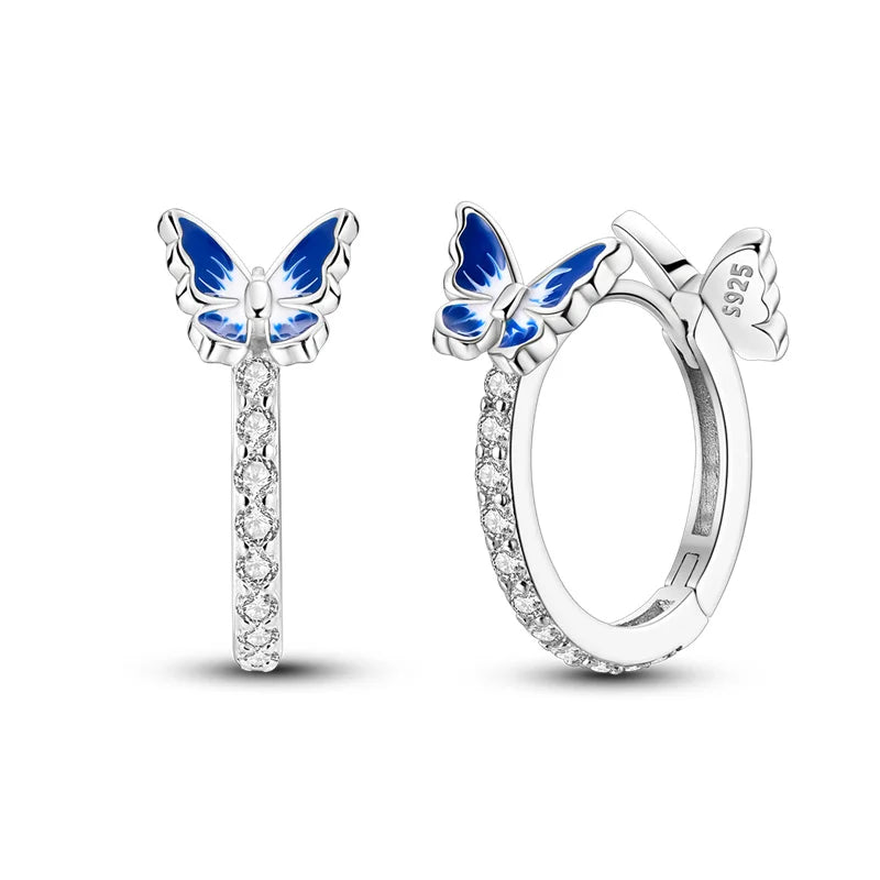 2025 Women's Earrings 925 Silver Butterfly Series Luxury Jewelry CZ Color Party Anniversary Gift