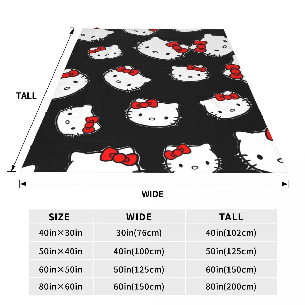 Hemasa Hello Kitty  Warm Soft Throw Blanket  for Autumn /Camping Bedroom Print Bedspread